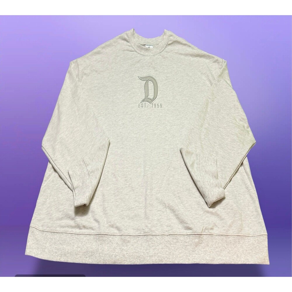 Disney Women’s Cream Crewneck Sweatshirt with 'D' Logo Size 1X